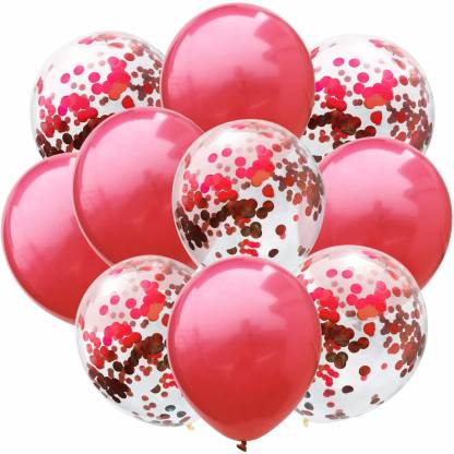 Pack of 10 Red Confetti Balloons