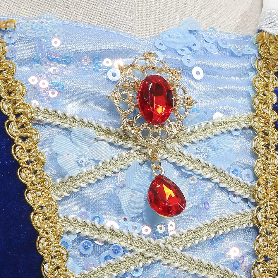 Snow White Dress Kids Deluxe Embroidery Gown With Cloak Child Classical Princess Dress Up Costume snowwhite - Preppy Kids (Grand Bazaar)