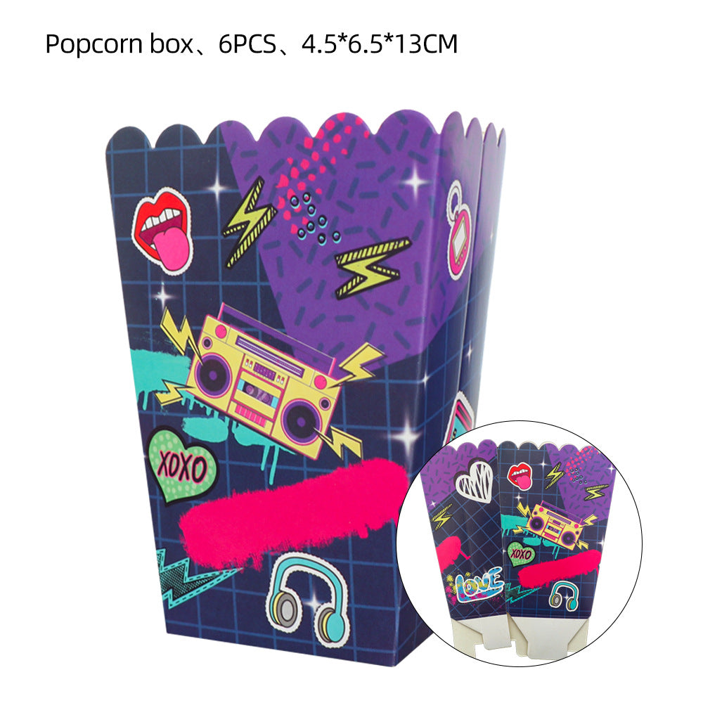 90s Hip Hop Party Disposable Tableware Plates Cups Birthday Table Cover for Disco Theme Supplies - Preppy Kids (Grand Bazaar)