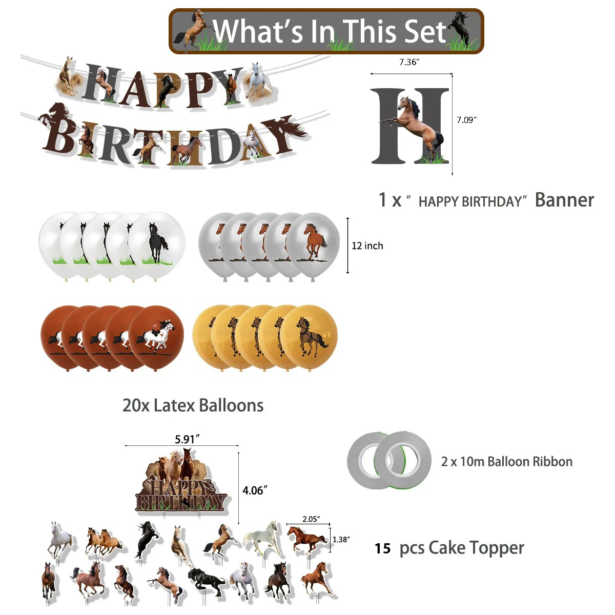 Horse Animals Party decoration package - Preppy Kids (Grand Bazaar)