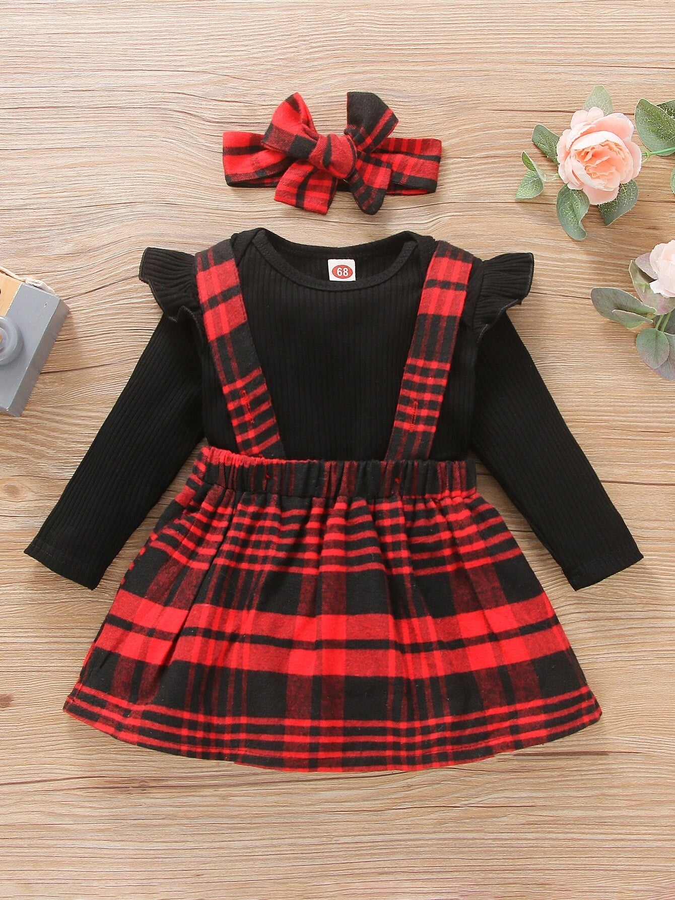 Plaid Skirt Outfit black and red Christmas - Preppy Kids (Grand Bazaar)