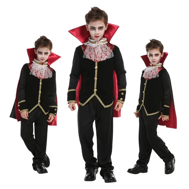 Boy Deluxe Set Of Prince of Darkness Victorian Vampire Costume Suit COSPLAY - Preppy Kids (Grand Bazaar)