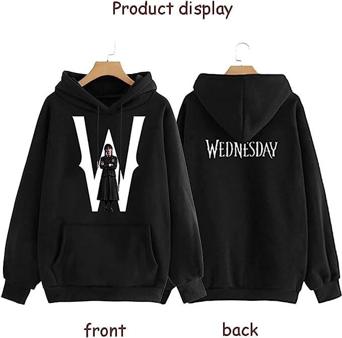 Wednesday White "W" Black Hoodie