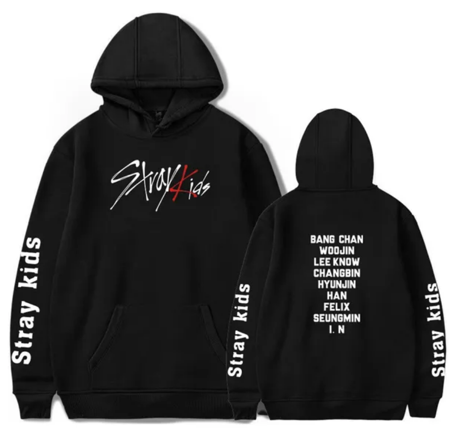 Stray Kids Black Hoodie With names - Preppy Kids (Grand Bazaar)