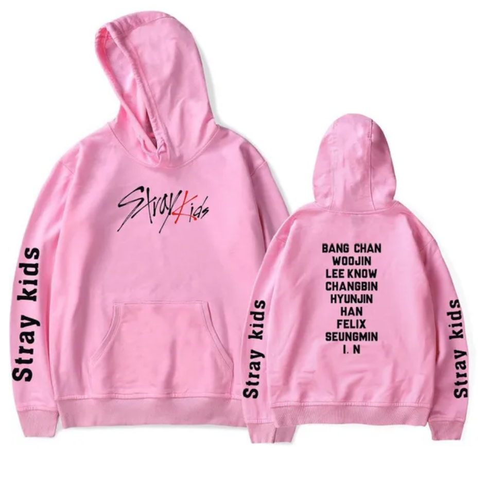 Stray Kids Pink Hoodie With names - Preppy Kids (Grand Bazaar)