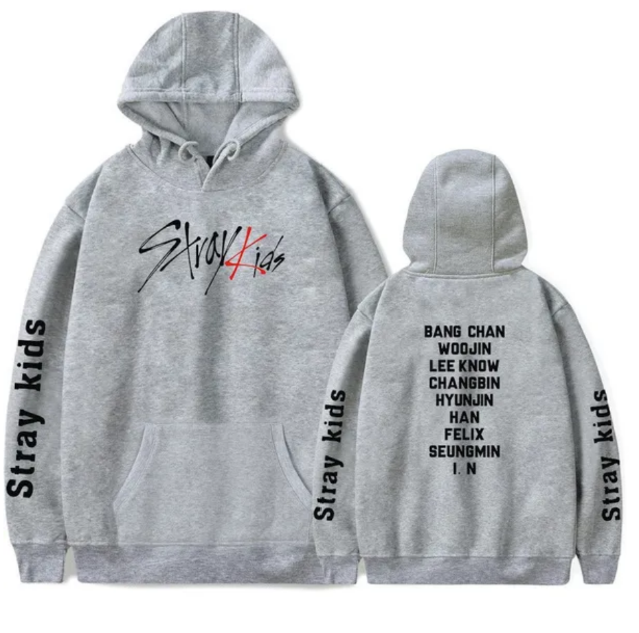 Stray Kids Grey Hoodie With names - Preppy Kids (Grand Bazaar)
