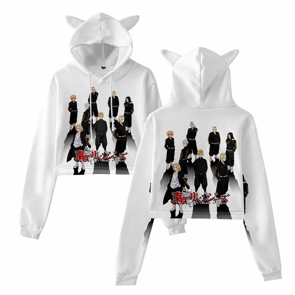 Tokyo Revengers Manjiro Crop Top Hoodie Anime Characters White Preppy Kids Grand Bazaar