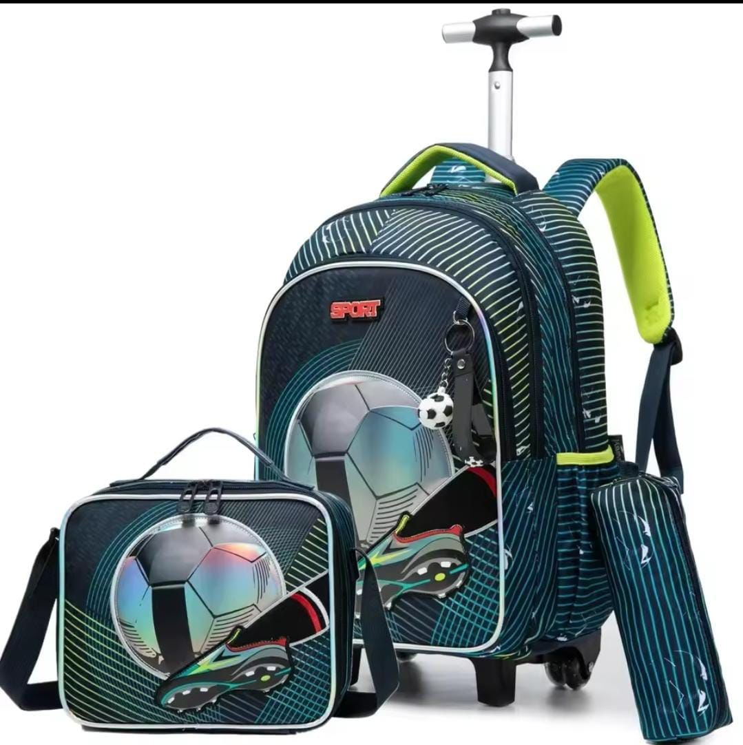 Football 3PC Trolley Backpack Set - Preppy Kids (Grand Bazaar)