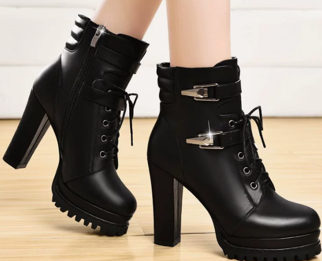 Black High Heel Fashion Boots - Preppy Kids (Grand Bazaar)