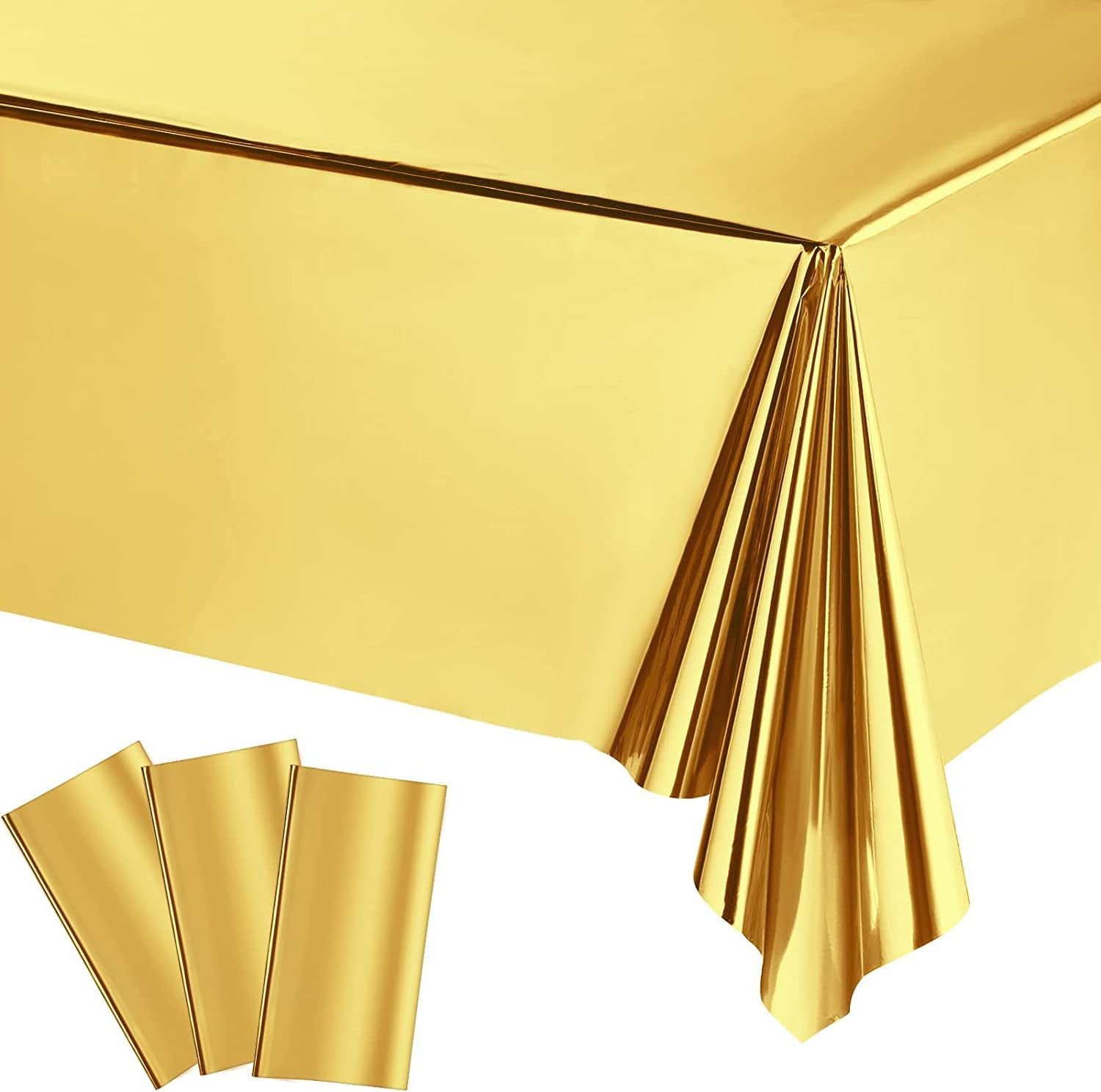 Metallic Tablecloth Disposable Foil Tablecloth Waterproof Shiny Plastic Table Cover Wedding Anniversary Birthday Party Decoration - Preppy Kids (Grand Bazaar)