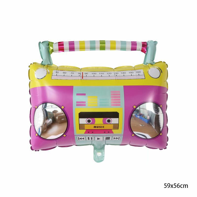 Rollerskate Music Box Foil Balloon 8pc package - Preppy Kids (Grand Bazaar)