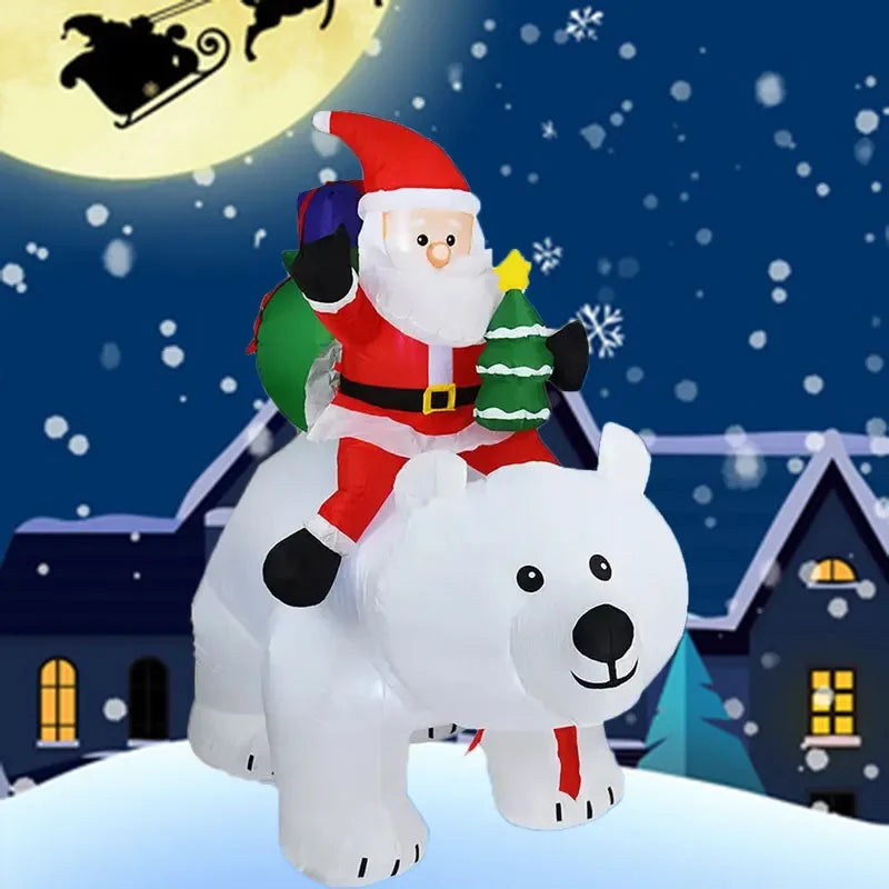 Christmas Decoration Inflatable Santa Bear Built-in LED Lights for Xmas Party Indoor Outdoor Courtyard Props Ornament 1.7m/5.6FT - Preppy Kids (Grand Bazaar)