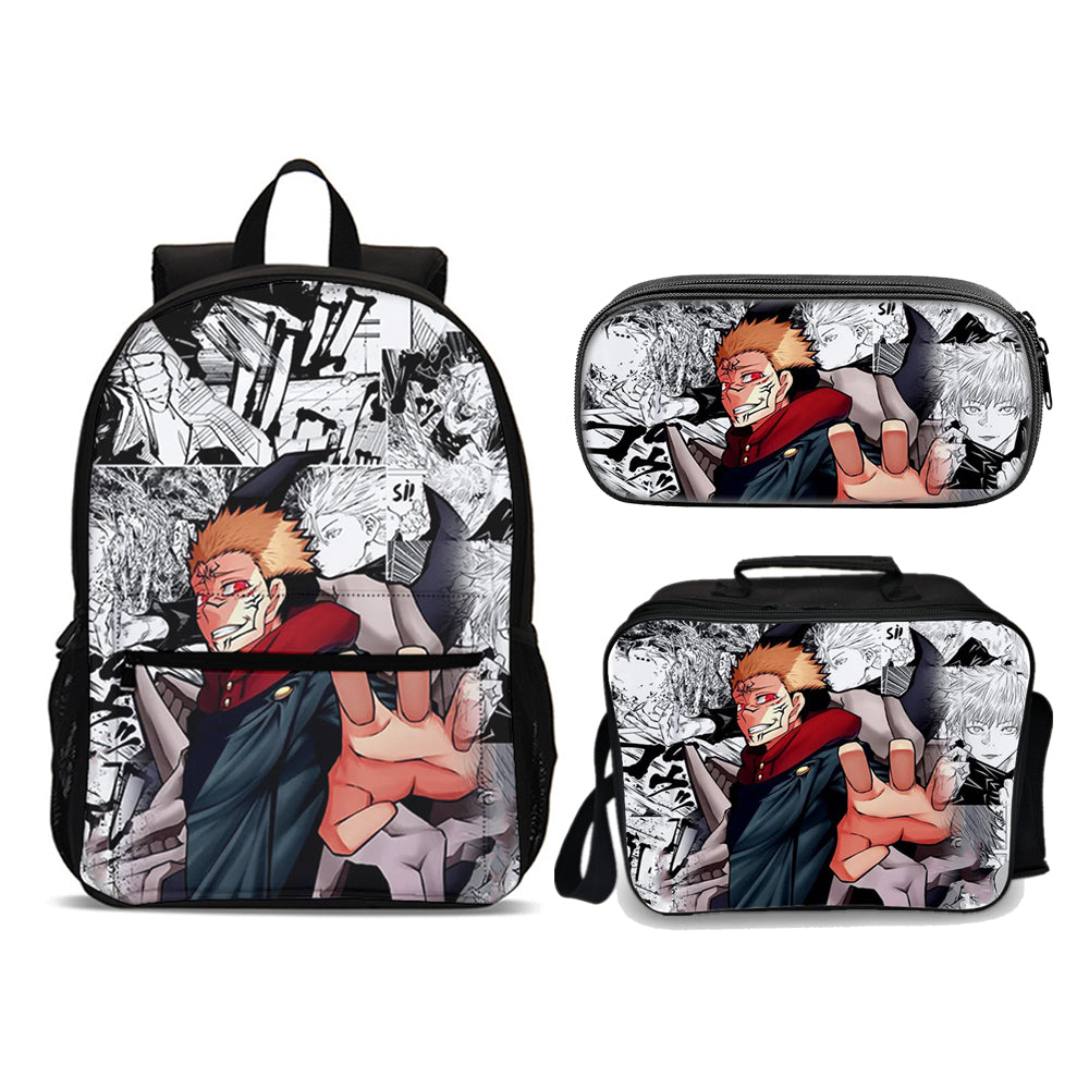 Jujutsu Kaisen Yuji Itadori set (3PC) (Front zipper , upgraded lunch bag) No. 4 - Preppy Kids (Grand Bazaar)