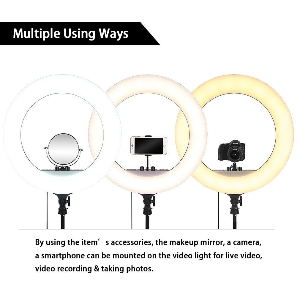 18 Inch Professional Photo Studio Portable Photography Ring Light LED Video Light with Tripod Stand for Makeup Youtube