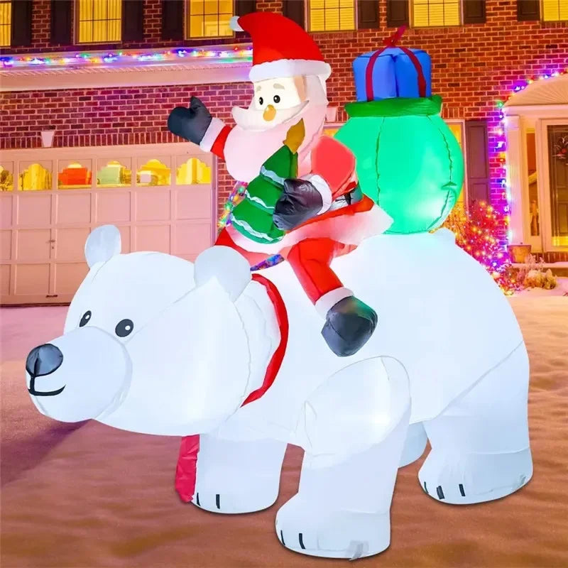Christmas Decoration Inflatable Santa Bear Built-in LED Lights for Xmas Party Indoor Outdoor Courtyard Props Ornament 1.7m/5.6FT - Preppy Kids (Grand Bazaar)