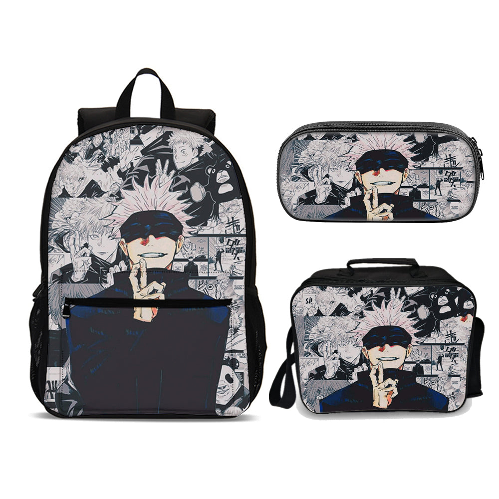Jujutsu Kaisen Gojo Vendetta Edition set (3PC) (Front zipper , upgraded lunch bag) No. 4 - Preppy Kids (Grand Bazaar)