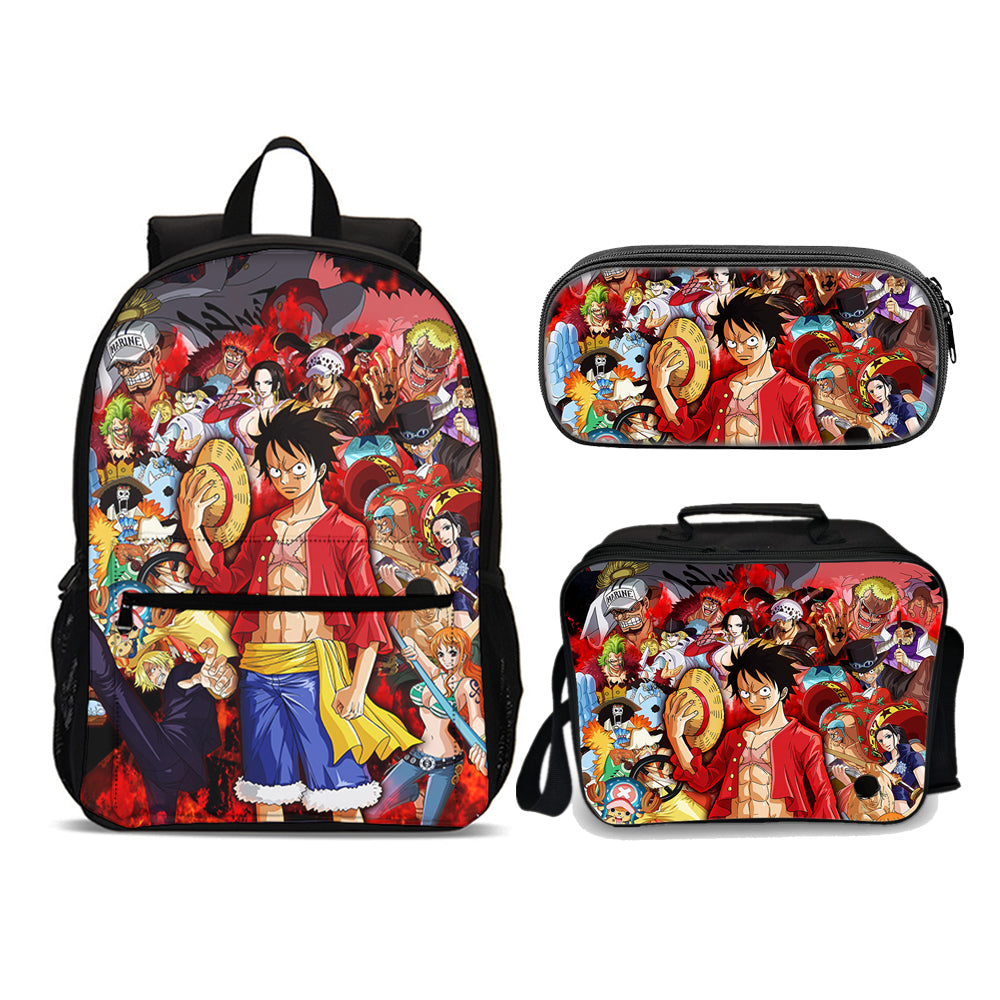One Piece Luffy Ultimate Edition set (3PC) (Front zipper , upgraded lunch bag) No. 4 - Preppy Kids (Grand Bazaar)