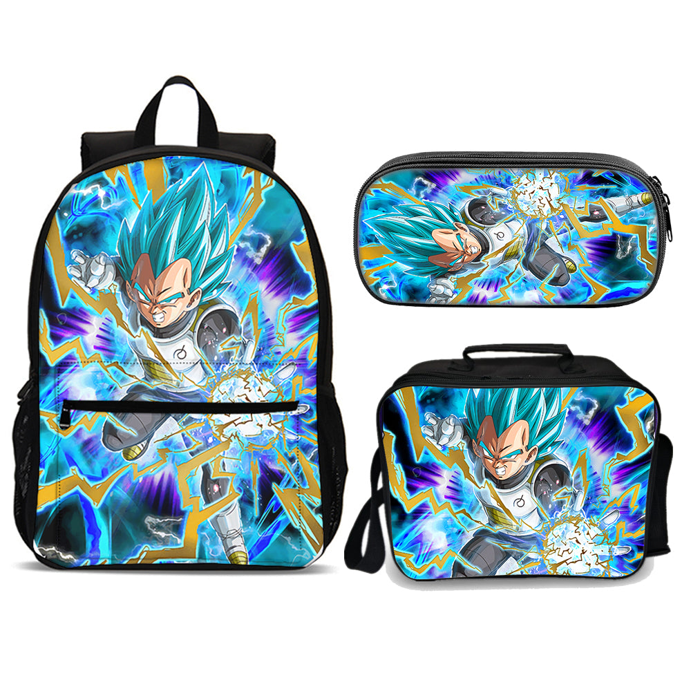 Dragon Ball Z Vegeta Edition set (3PC) USB Cable included & port(Front zipper , upgraded lunch bag) No. 4 - Preppy Kids (Grand Bazaar)
