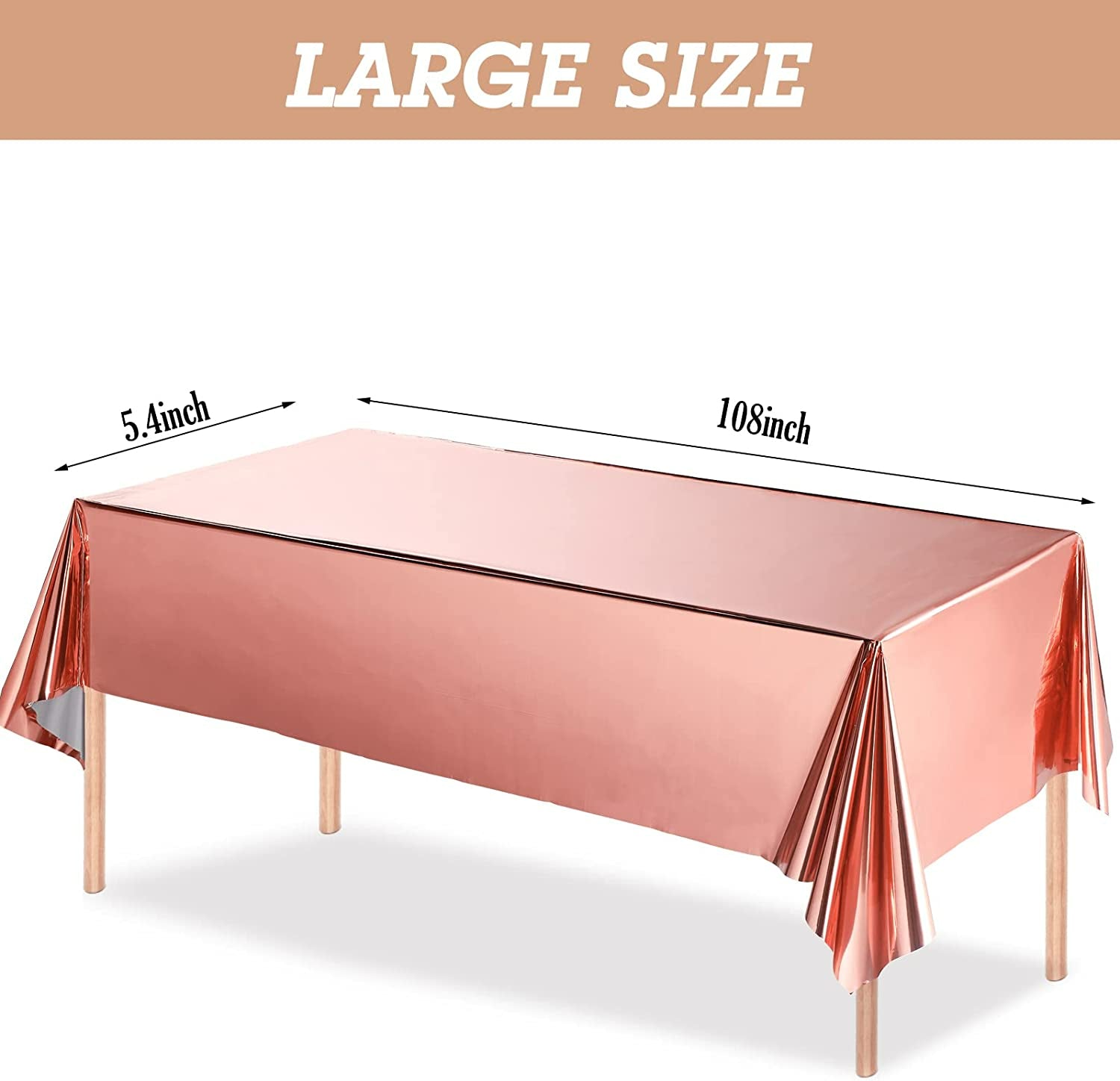 Metallic Tablecloth Disposable Foil Tablecloth Waterproof Shiny Plastic Table Cover Wedding Anniversary Birthday Party Decoration - Preppy Kids (Grand Bazaar)