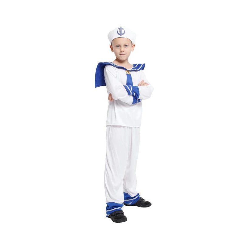 Blue Stripes Sailor Long Pants Costume Kids