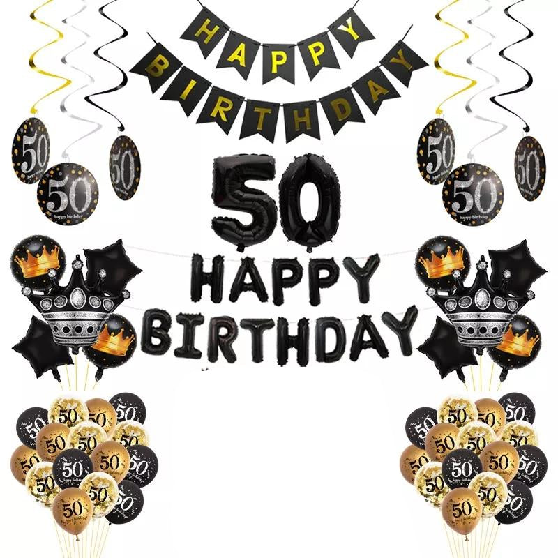 50th Birthday Party package (Black and Gold) - Preppy Kids (Grand Bazaar)