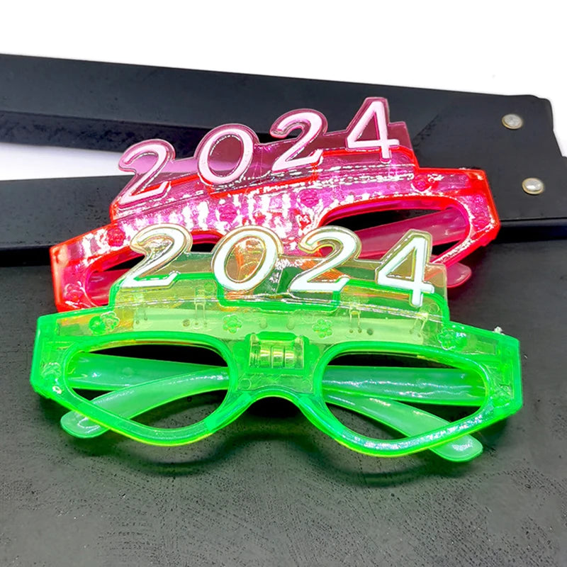 Happy New Year LED Glasses Party Light Up 2024 Led Party Sunglasses For Festival New Year Party Supplies LED Flashing Christmas Glasses - Preppy Kids (Grand Bazaar)