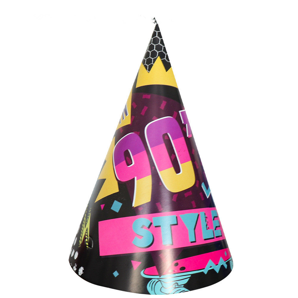 90s Hip Hop Party Disposable Tableware Plates Cups Birthday Table Cover for Disco Theme Supplies - Preppy Kids (Grand Bazaar)