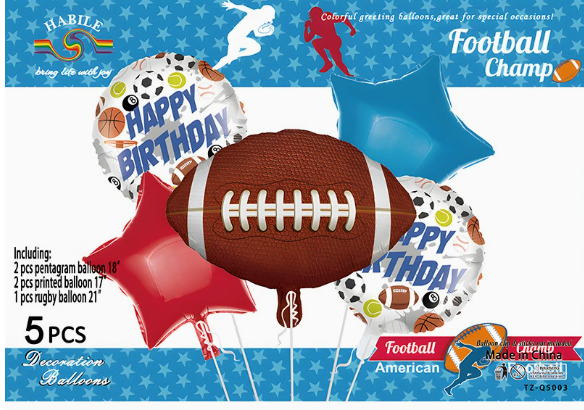 Football Birthday 5pc Foil Balloon