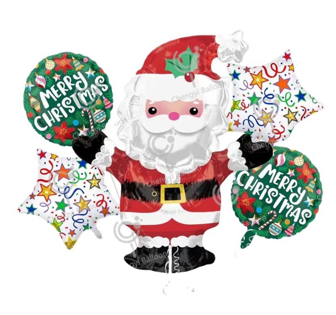 5pc Merry Christmas Santa Balloon Set