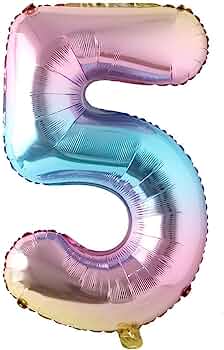 40" Number Rainbow Foil Helium Balloons 40 inch