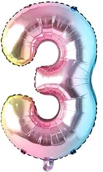 40" Number Rainbow Foil Helium Balloons 40 inch