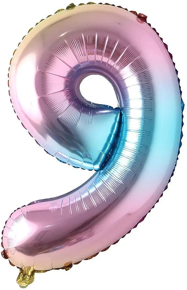 40" Number Rainbow Foil Helium Balloons 40 inch