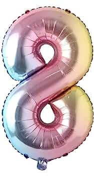 40" Number Rainbow Foil Helium Balloons 40 inch