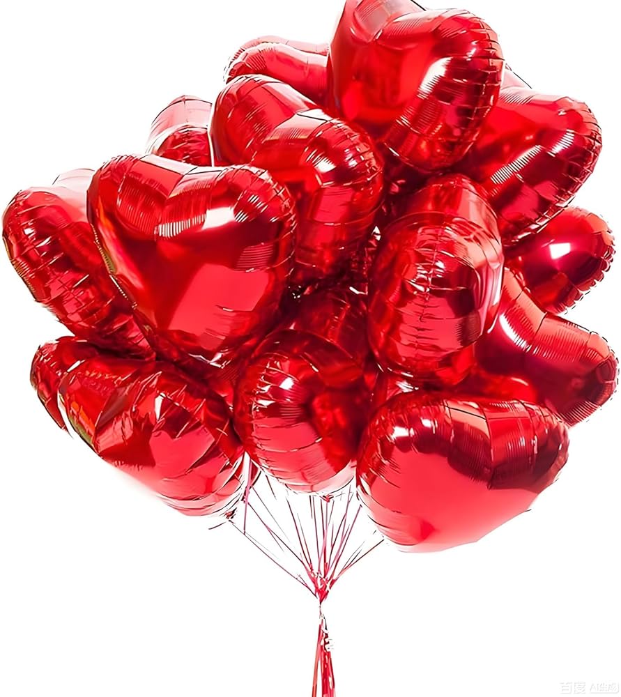 10 PC Red Heart Foil Balloon set Valentines wedding