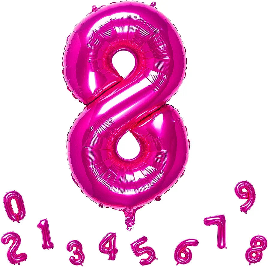 32" Number Fuchsia Pink Foil Helium Balloons (32"). 1 to 9 - Preppy Kids (Grand Bazaar)
