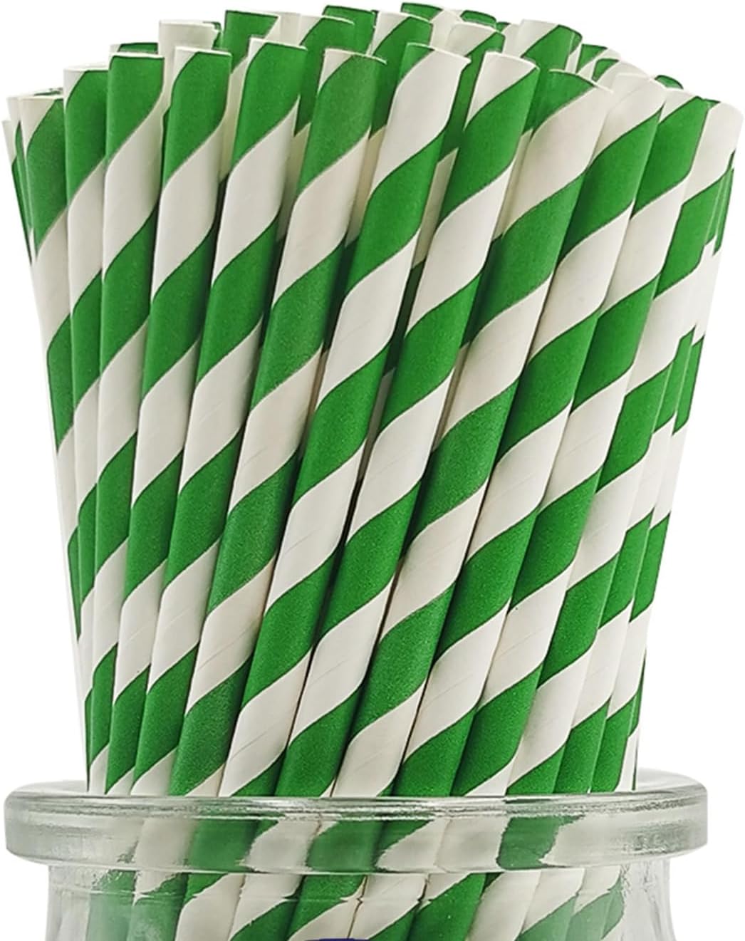 Green striped paper straws 16pcs