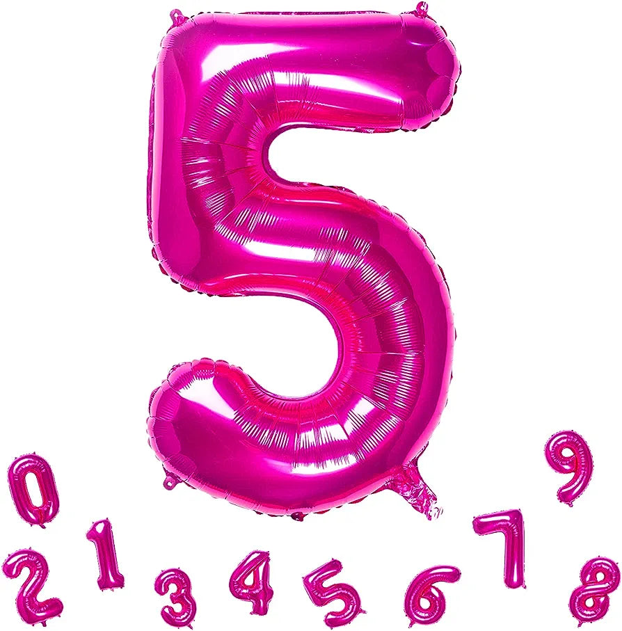32" Number Fuchsia Pink Foil Helium Balloons (32"). 1 to 9 - Preppy Kids (Grand Bazaar)
