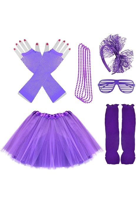 80s Neon Purple Outfit One Size - Preppy Kids (Grand Bazaar)