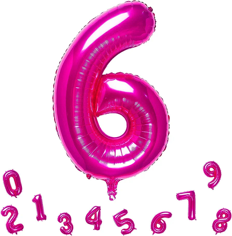 32" Number Fuchsia Pink Foil Helium Balloons (32"). 1 to 9 - Preppy Kids (Grand Bazaar)