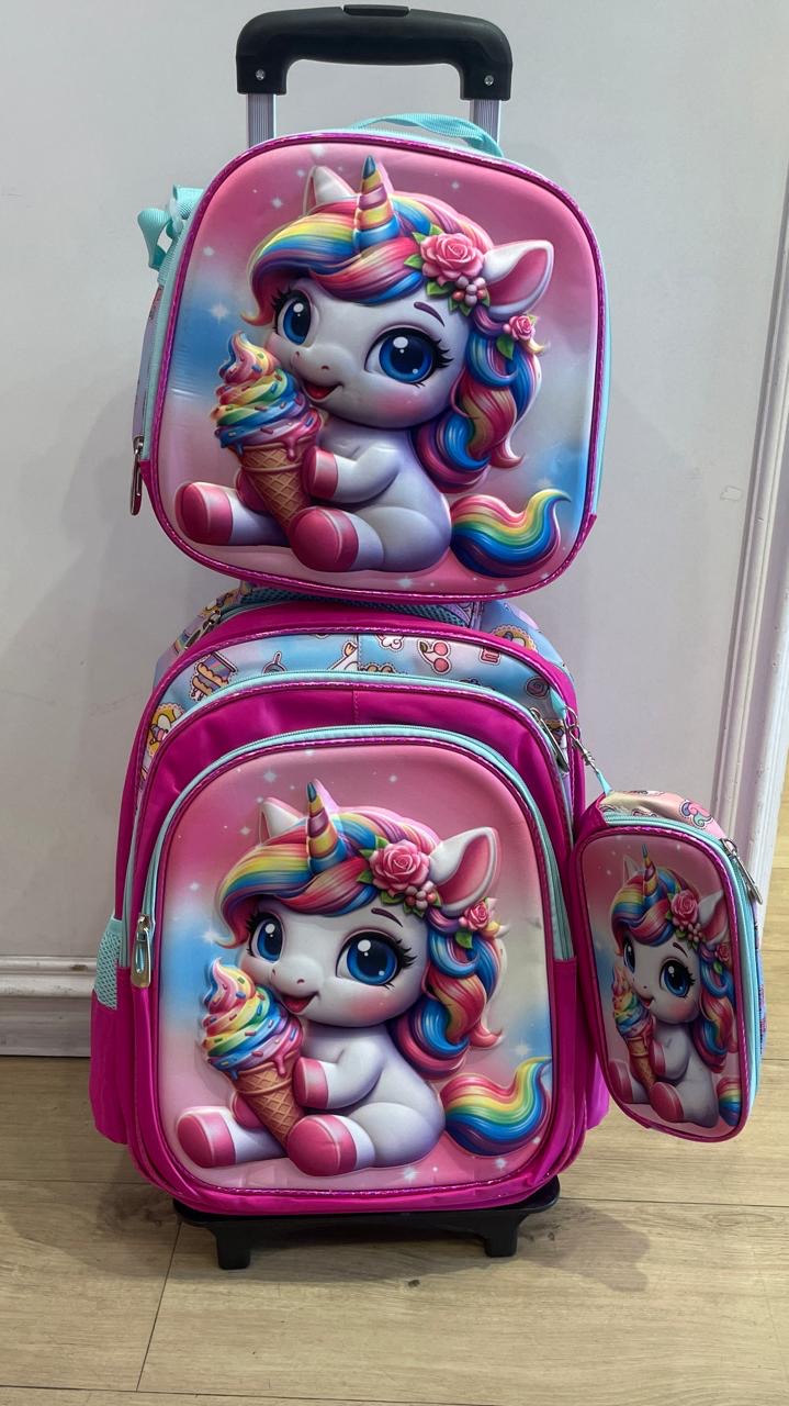 Unicorn Ice Cream Cone 3PC Trolley Set