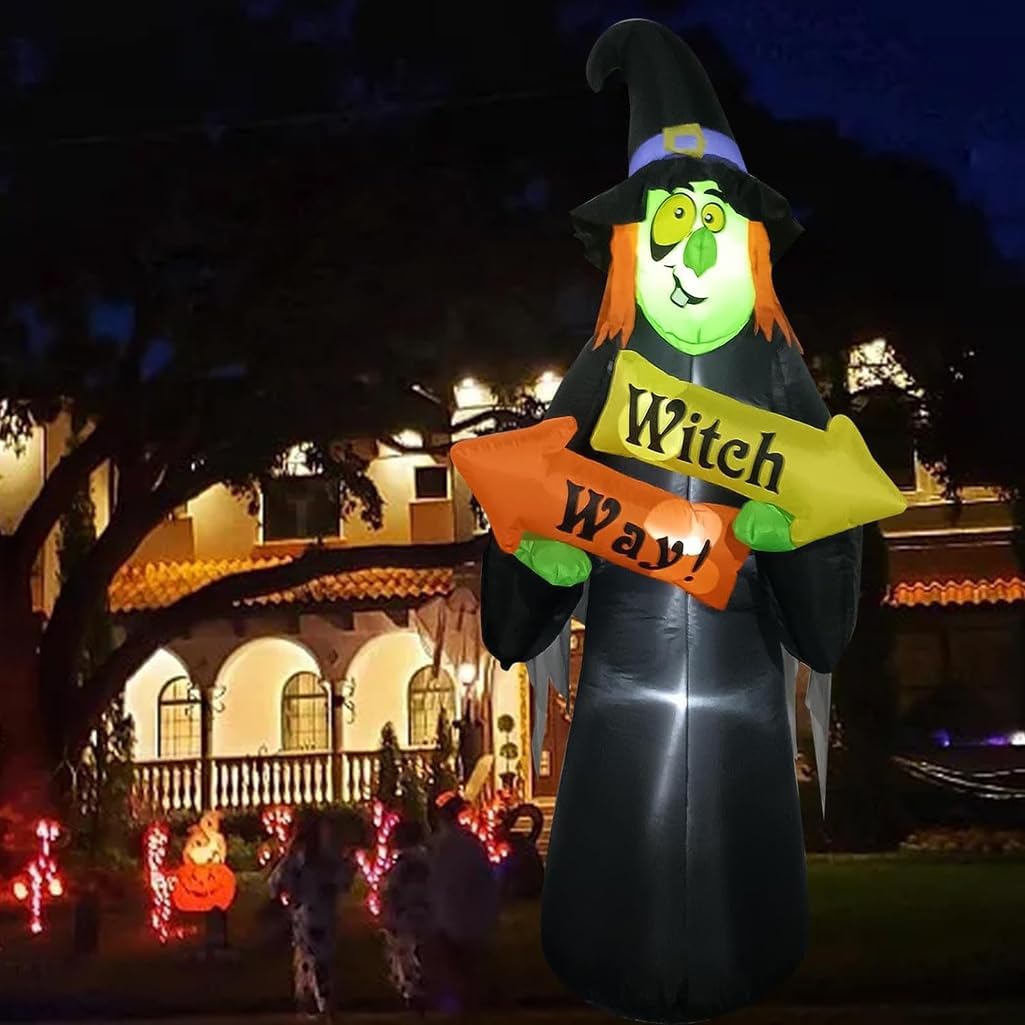8ft Witch Ghost Inflatable with Led Lights float - Preppy Kids (Grand Bazaar)