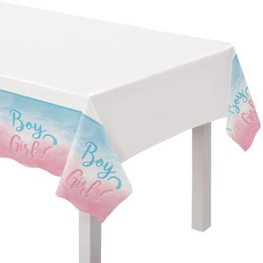 Boy or Girl? Plastic Tablecover, 54in x 102in - The Big Reveal - Preppy Kids (Grand Bazaar)