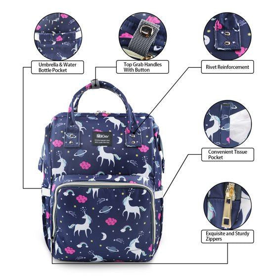 Le Queen Unicorn Bucket Mummy Baby Bucket Bag (Blue) - Preppy Kids (Grand Bazaar)