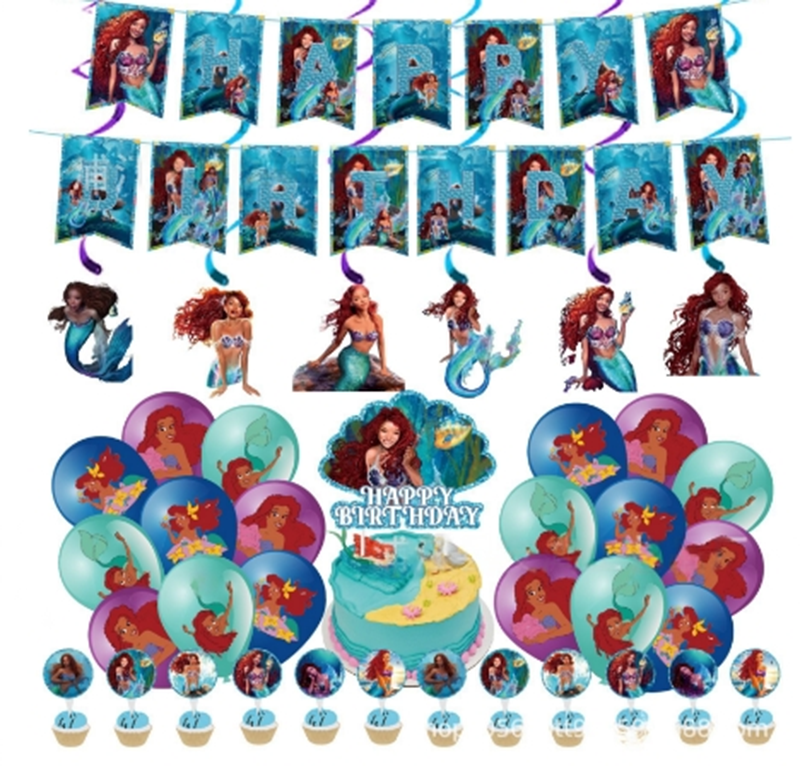 Little Mermaid Party Package with tablecloth - Preppy Kids (Grand Bazaar)
