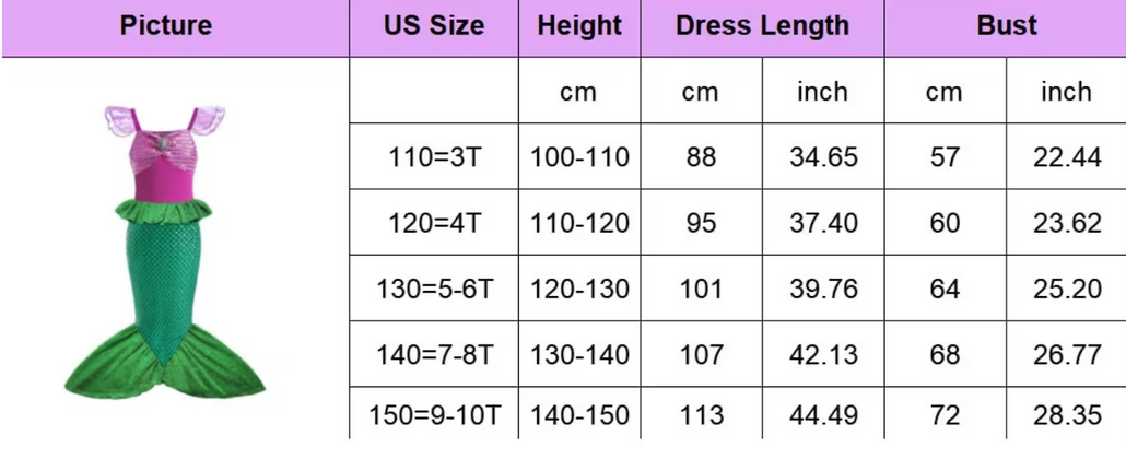 Ariel Mermaid Cosplay Costume outfit - Preppy Kids (Grand Bazaar)