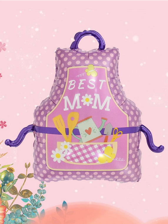 Mothers Day Best Mom Foil Balloon Apron - Preppy Kids (Grand Bazaar)