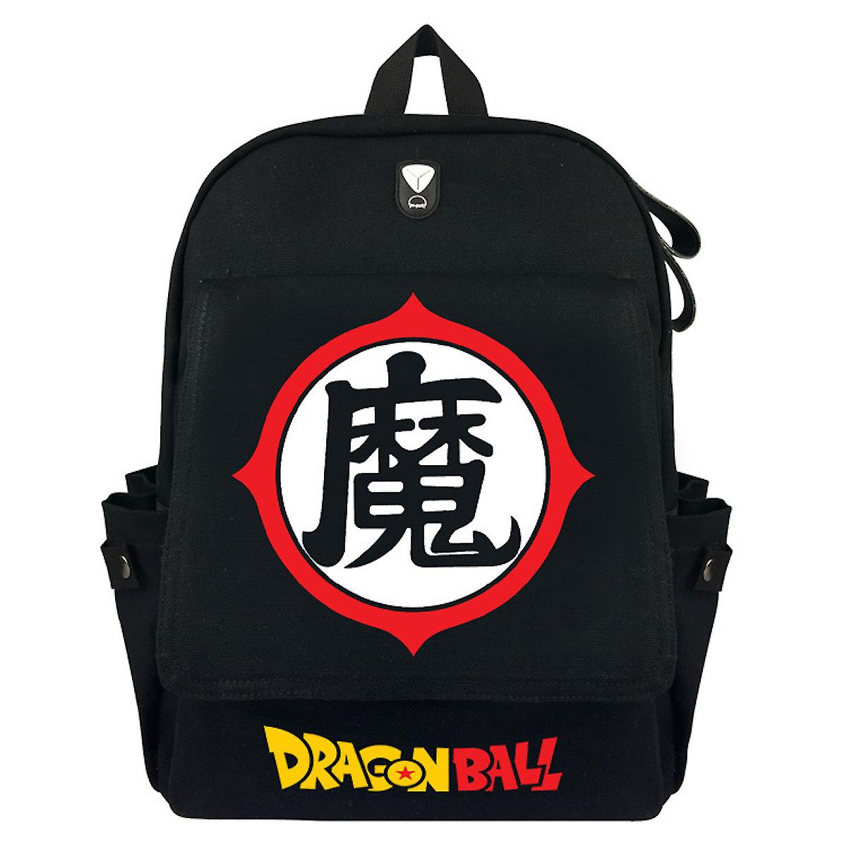 Dragon Ball Z Shoulder Bag Black Canvas Backpack Anime School Bag For Students (Black) - Preppy Kids (Grand Bazaar)