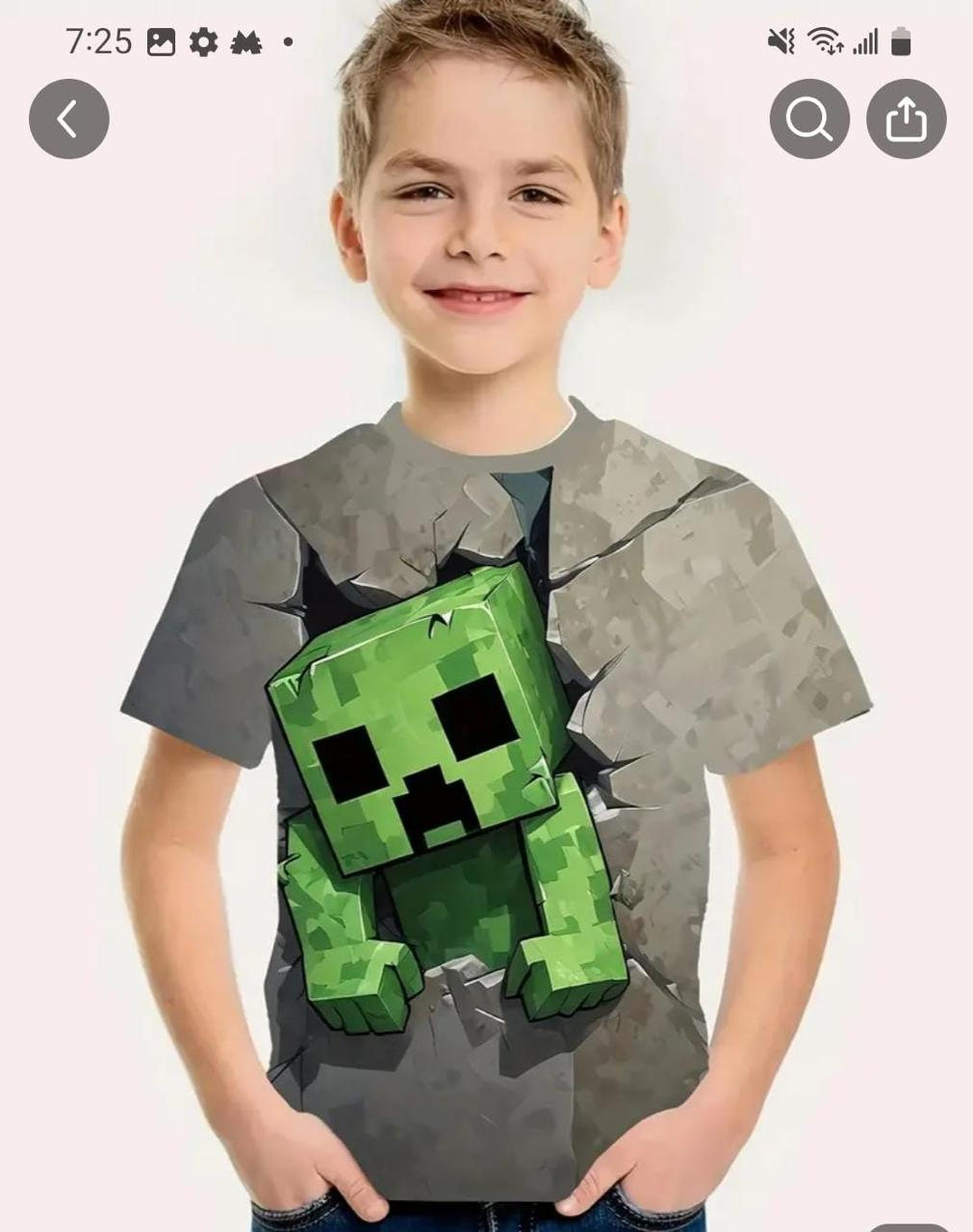 Minecraft Creeper Breaking Through Wall Tshirt - Preppy Kids (Grand Bazaar)