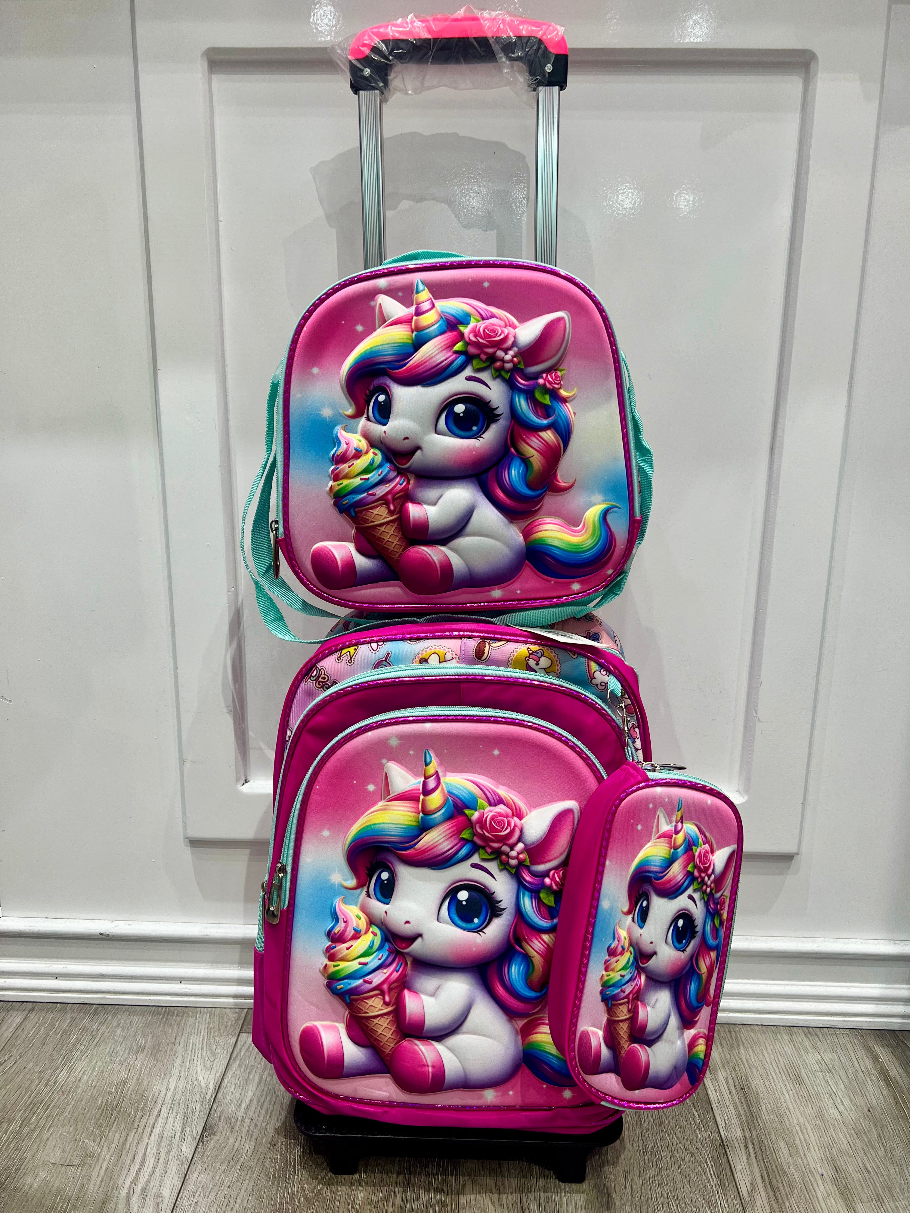Unicorn Ice Cream Cone 3PC Trolley Set