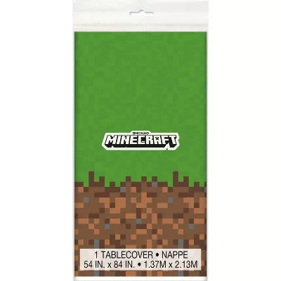 Minecraft 84"x54" Reusable Table Cover Green/Brown - Preppy Kids (Grand Bazaar)